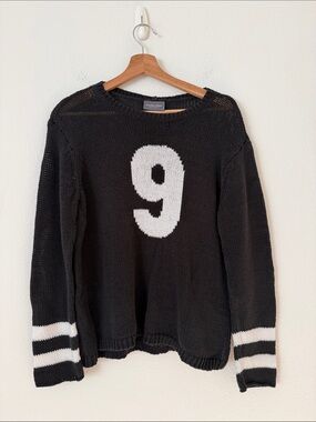 Wooden Ships Number 9 Jersey Knit Pullover Crewneck Sweater M L Black Team Sport